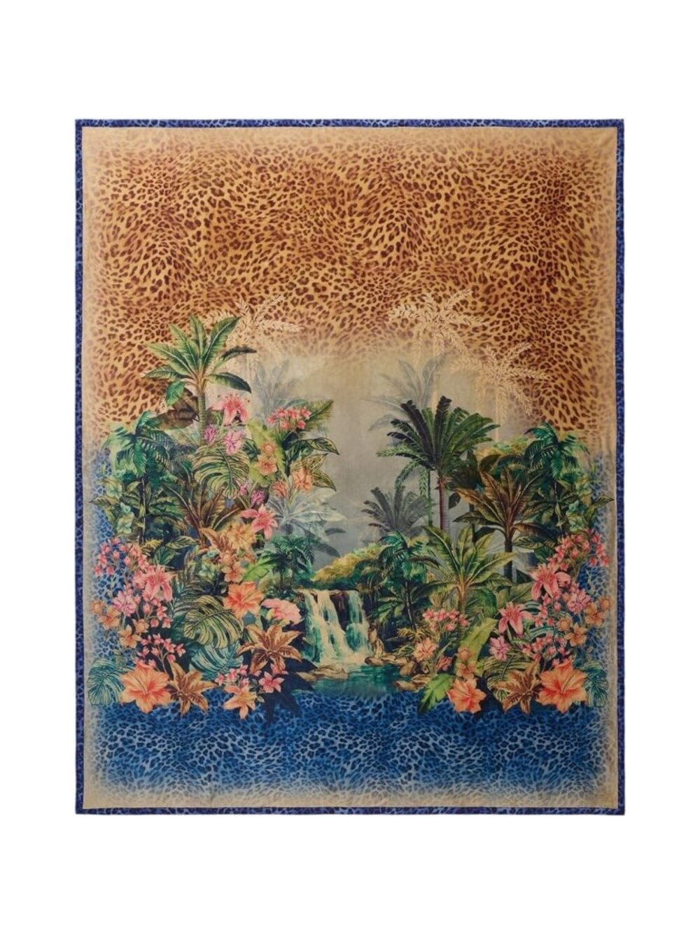 Johnny Was Meghan Cozy Travel Blanket Reversible Floral Lounge Leopard Blue NEW